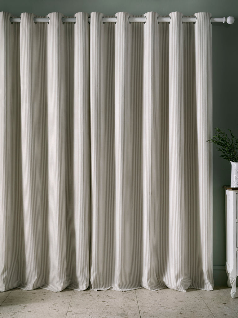 Laura Ashley Cornish Chenille Stripe Lined Eyelet Curtains