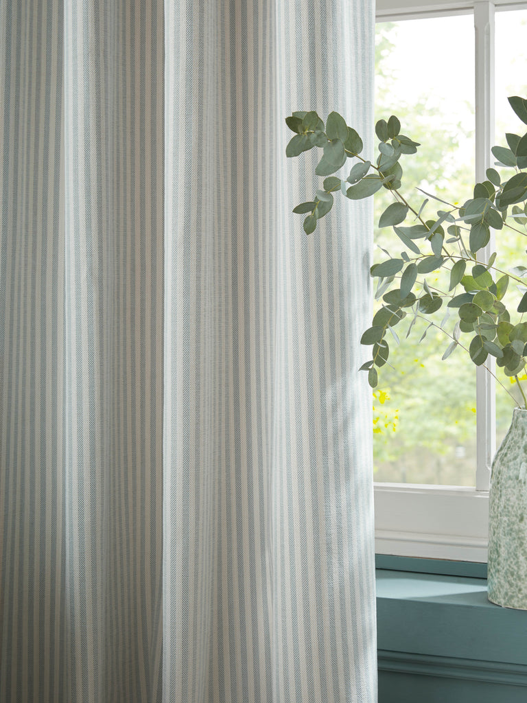 Laura Ashley Cornish Chenille Stripe Lined Eyelet Curtains
