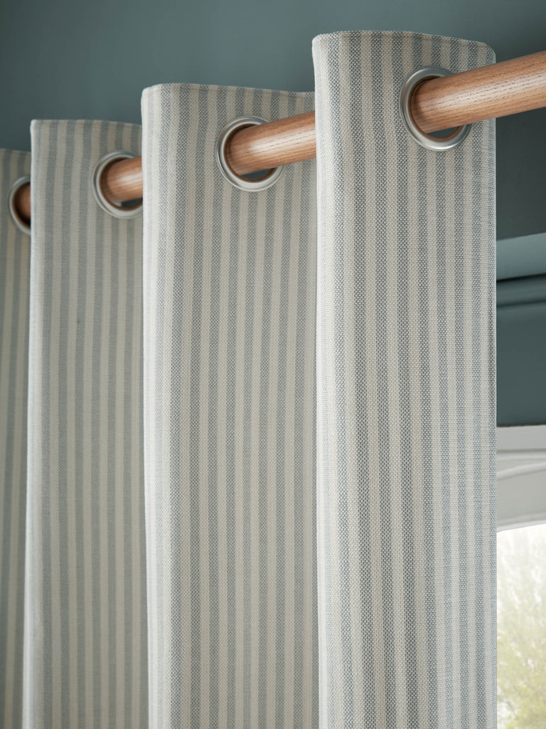 Laura Ashley Cornish Chenille Stripe Lined Eyelet Curtains