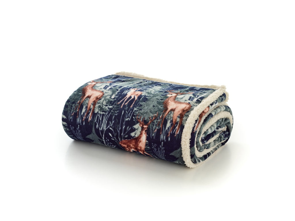 Deyongs 1846 Stag Navy 140cm x 180cm Throw
