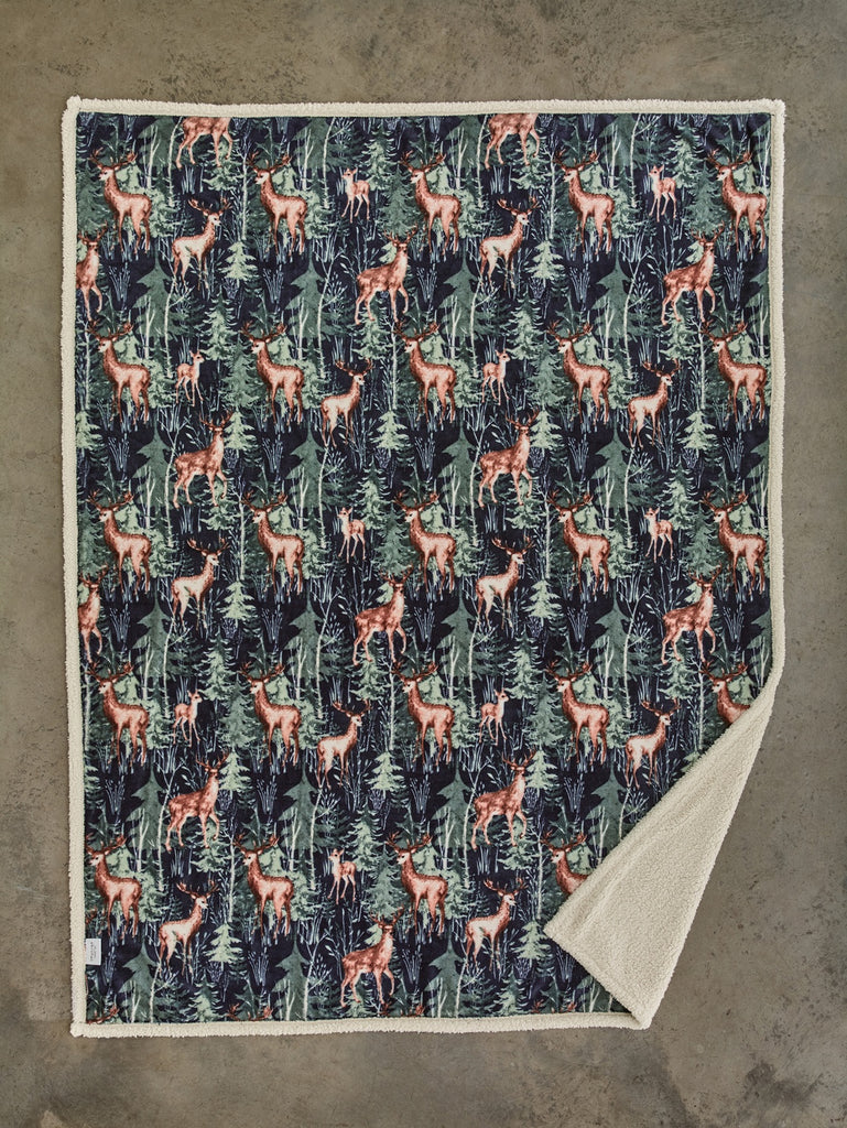 Deyongs 1846 Stag Navy 140cm x 180cm Throw