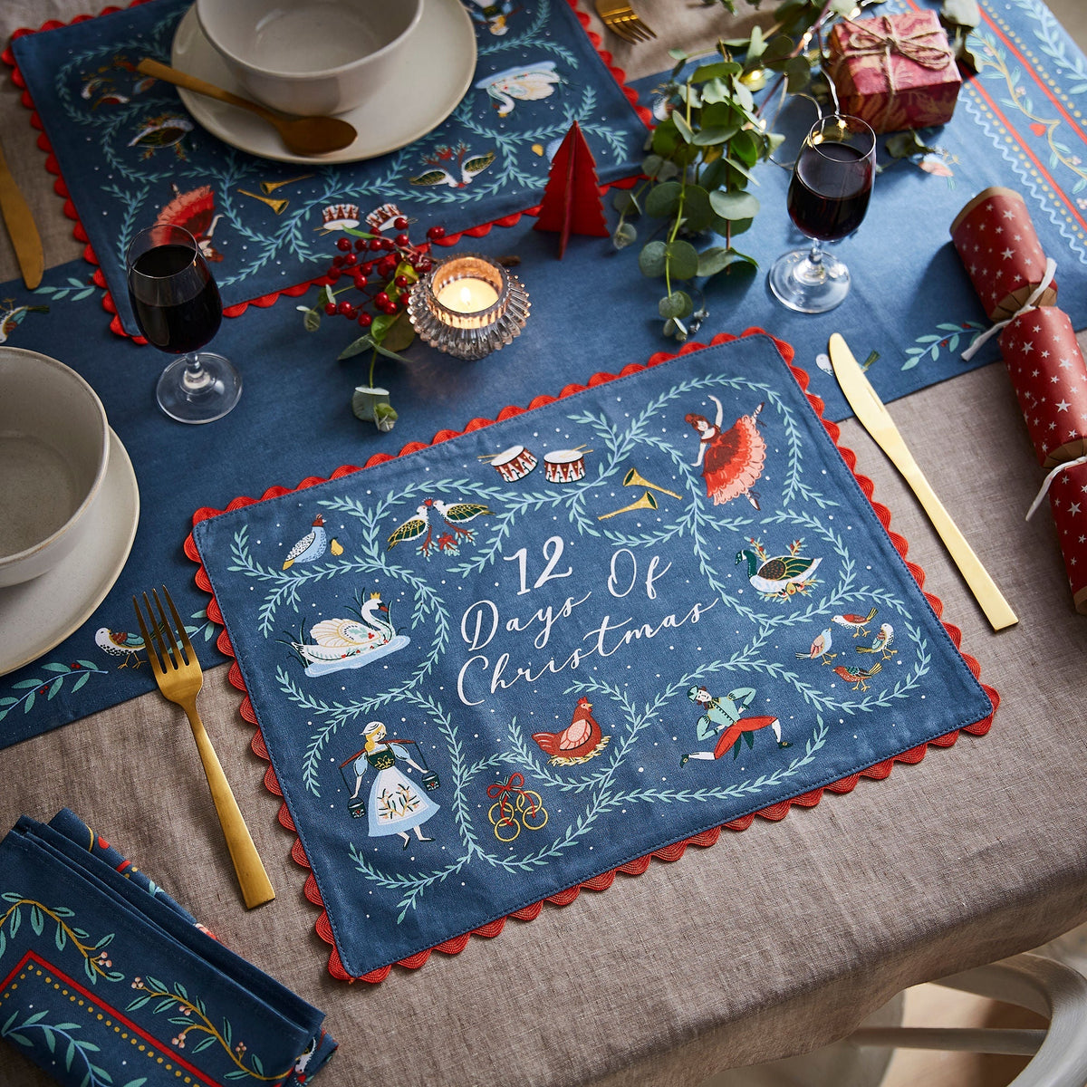 Ulster Weavers 12 Days of Christmas Blue Placemats Pack of 2