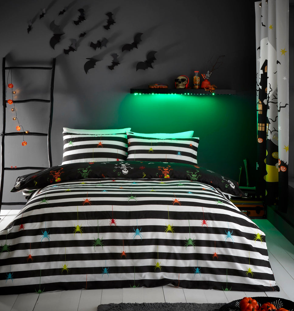 Bedlam Dancing Skeletons Black Duvet Set