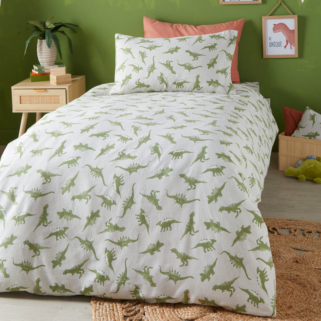 Bedlam Dino Brushed Green Duvet Set