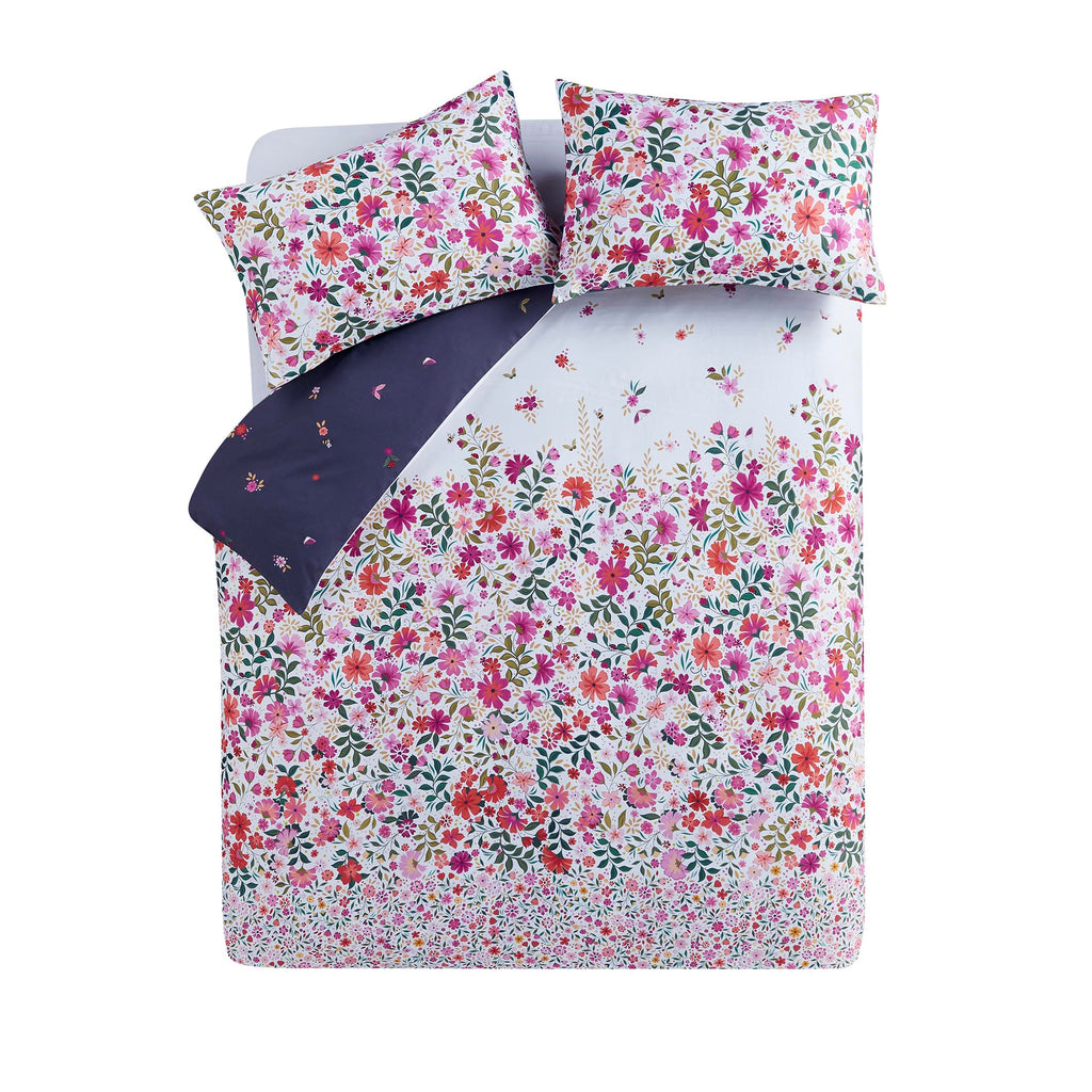 Sara Miller Ditsy Floral White-Deep Mulberry Duvet Set
