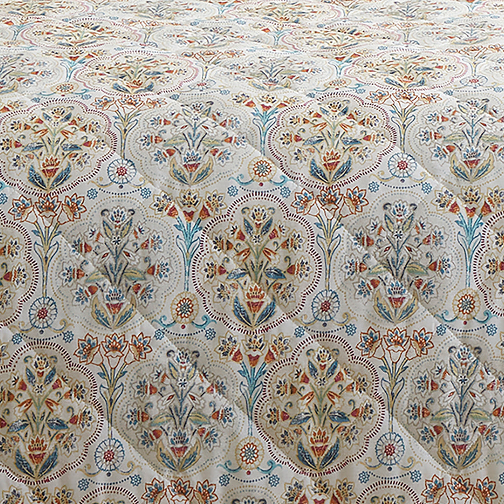 Dreams N Drapes Edena Decorative Floral Natural Duvet Set