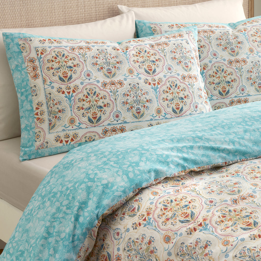 Dreams N Drapes Edena Decorative Floral Natural Duvet Set