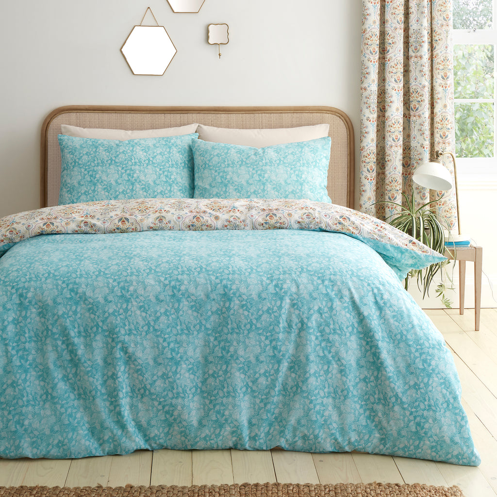 Dreams N Drapes Edena Decorative Floral Natural Duvet Set