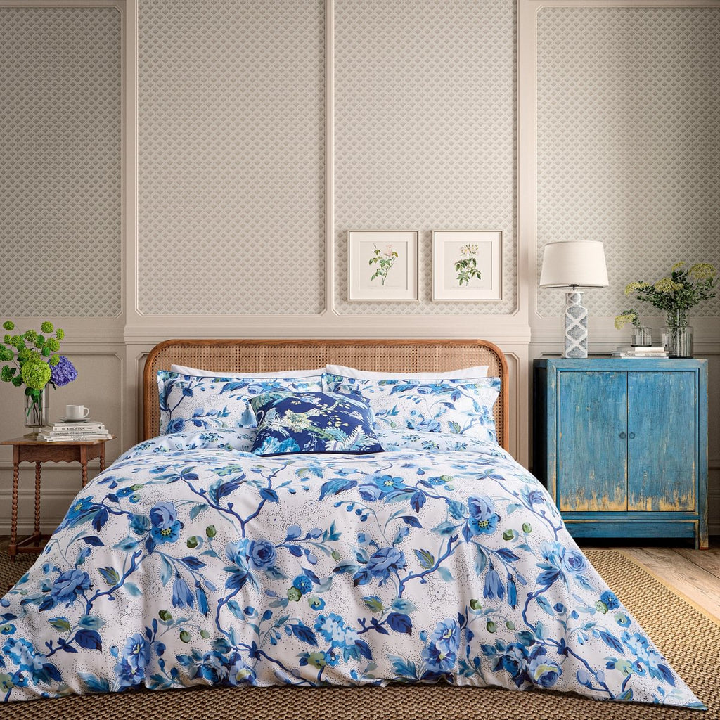 English Heritage Craven Street Floral Woad Duvet Set