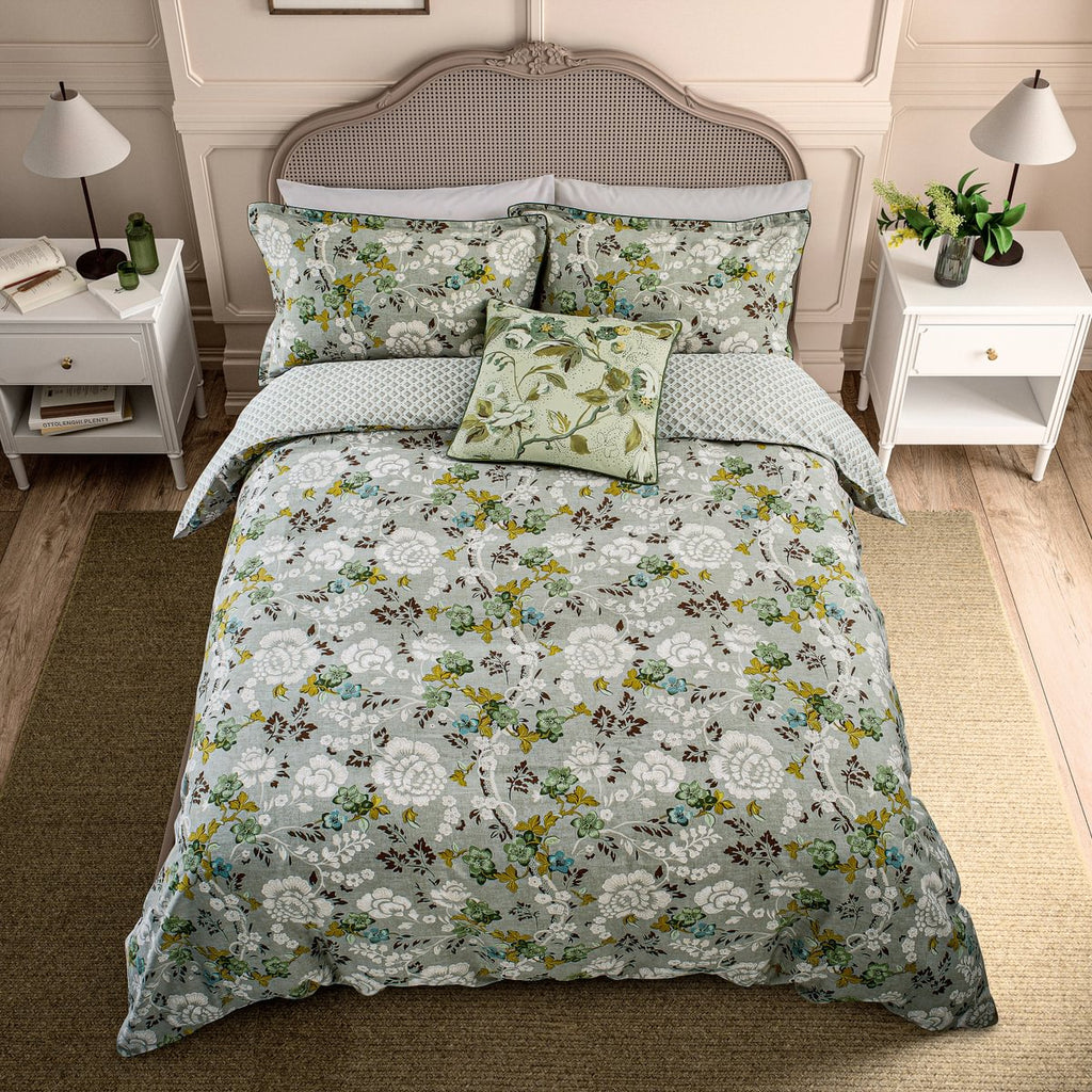 English Heritage Eagle House Damask Seagrass Duvet Set