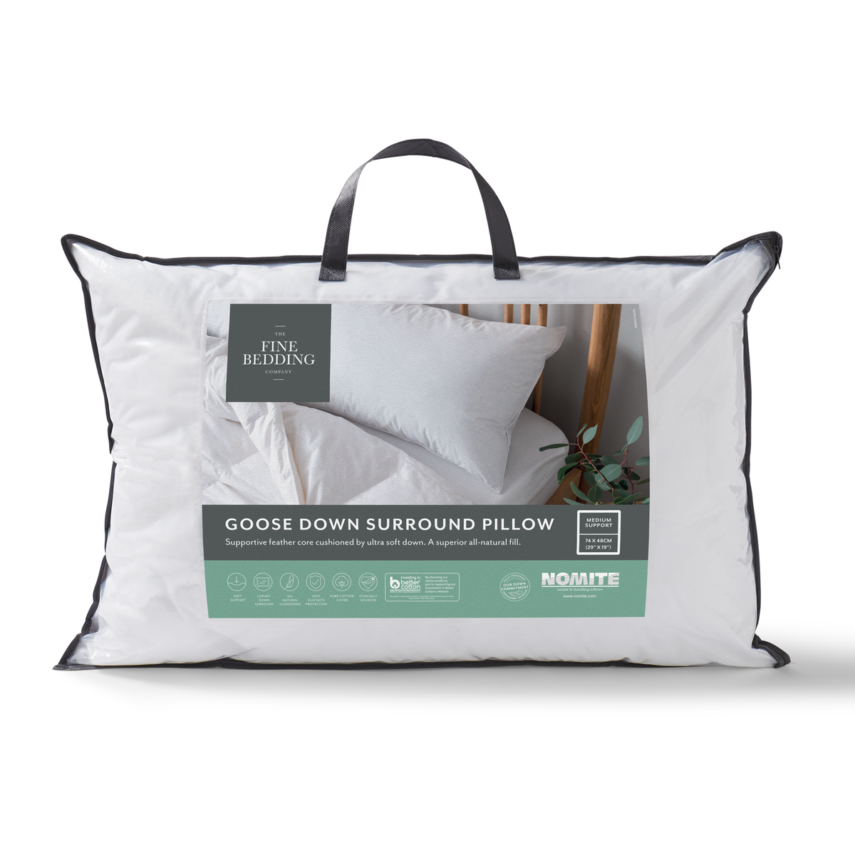 The Fine Bedding Goose Down Surround Pillow