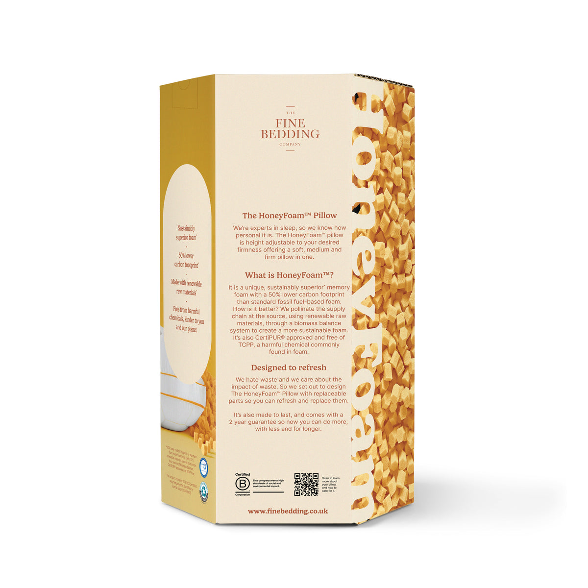 The Fine Bedding Company HoneyFoam Natural Latex Foam Pillow