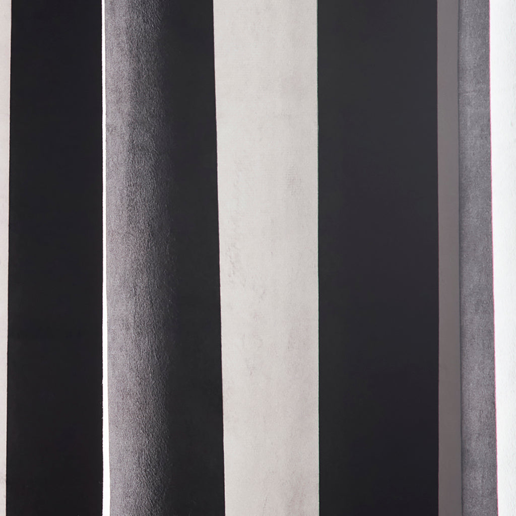 Laurence Llewelyn Bowen Festivo Stripe Black Eyelet Lined Curtains