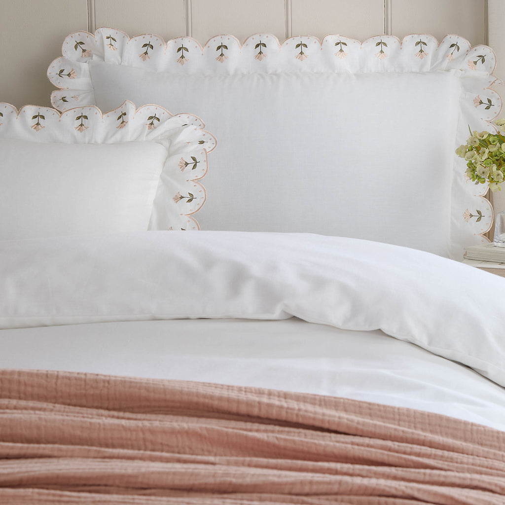 Wylder Nature Florrie Embroidered Cotton Peach Duvet Set