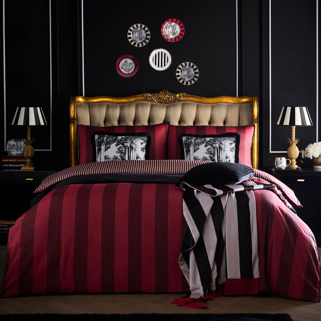 Laurence Llewelyn Bowen Festivo Circus Stripe Red Duvet Set