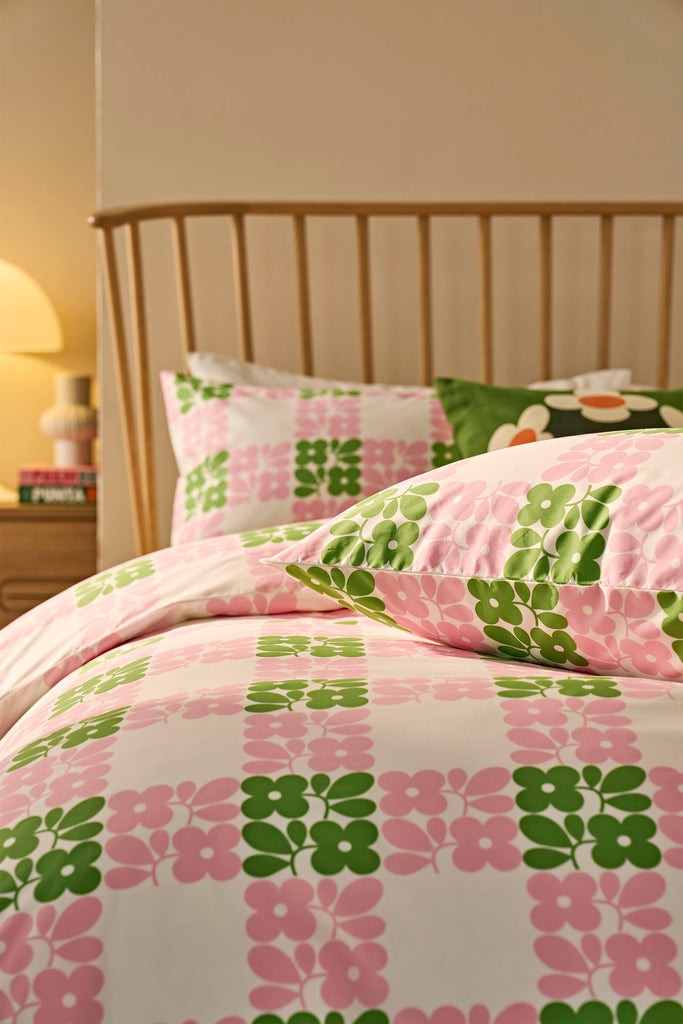 Orla Kiely Floret Check Dill Pink Duvet Set