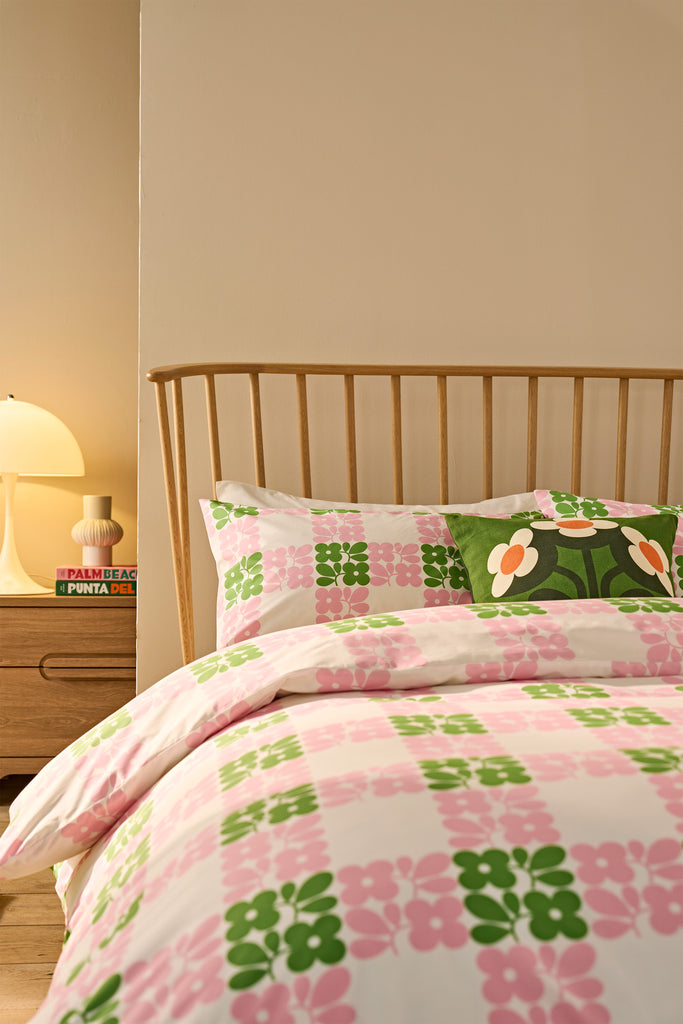 Orla Kiely Floret Check Dill Pink Duvet Set