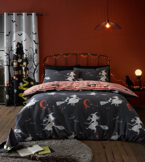 Bedlam Flying Witches Charcoal Duvet Set