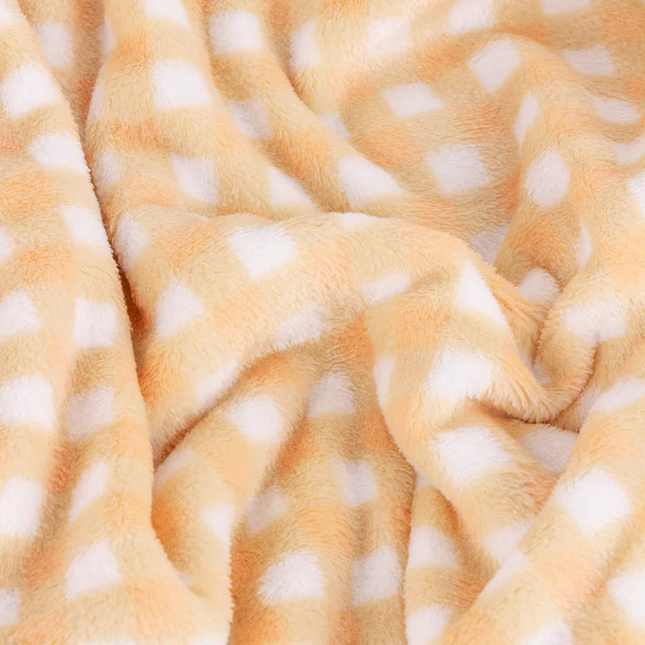 Furn Gingham Printed Yellow 130cm x 150cm Fleece Throw