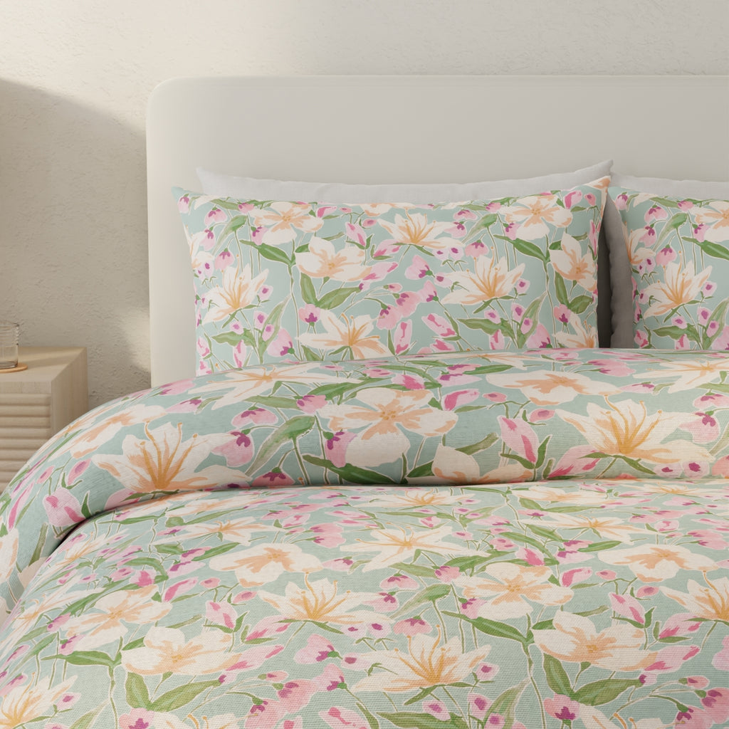 Vantona Everyday Garden Lillies Green Duvet Set