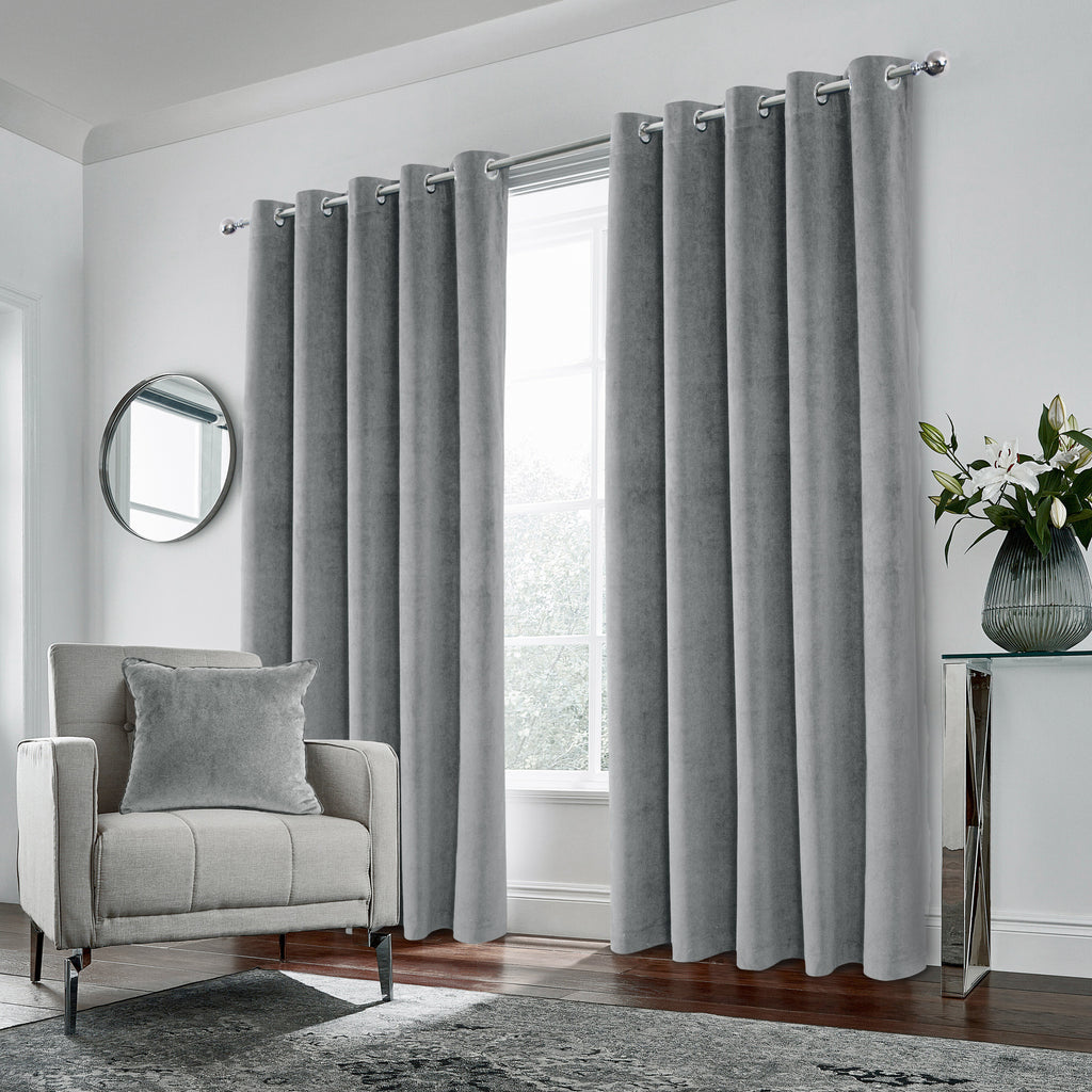 Tyrone Hampton Velvet Thermal Blackout Eyelet Curtains