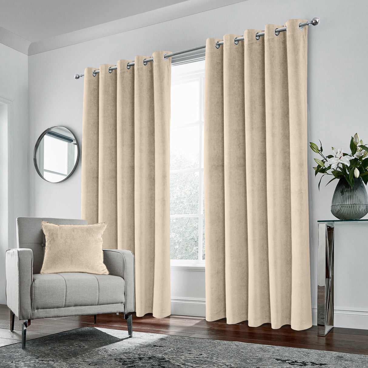 Tyrone Hampton Velvet Thermal Blackout Eyelet Curtains