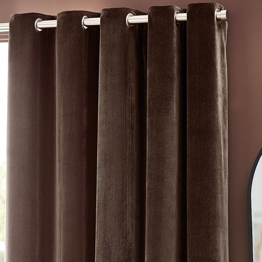 The Linen Yard Heavy Chenille Room Darkening Lined Eyelet Curtains