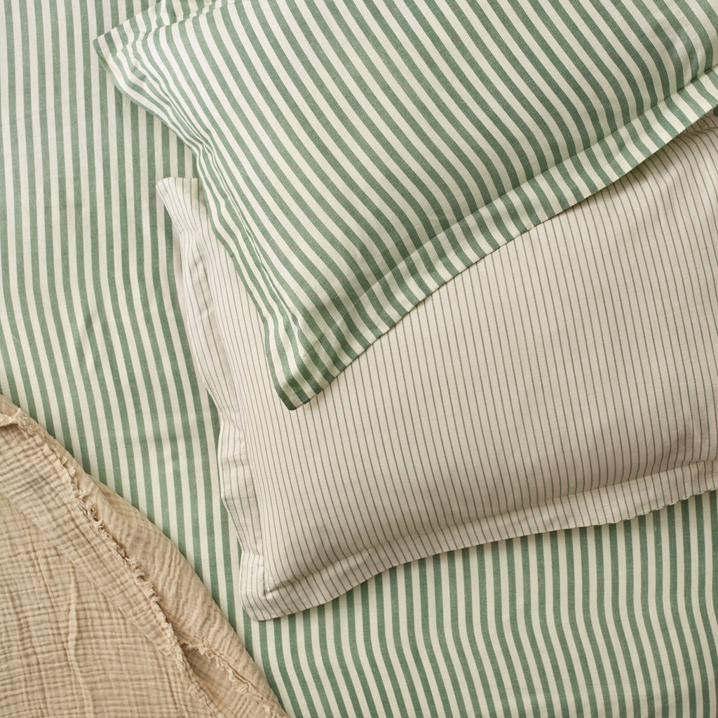 The Linen Yard Hebden Melange/Barton Stripe Tumble 100% Cotton Sheets