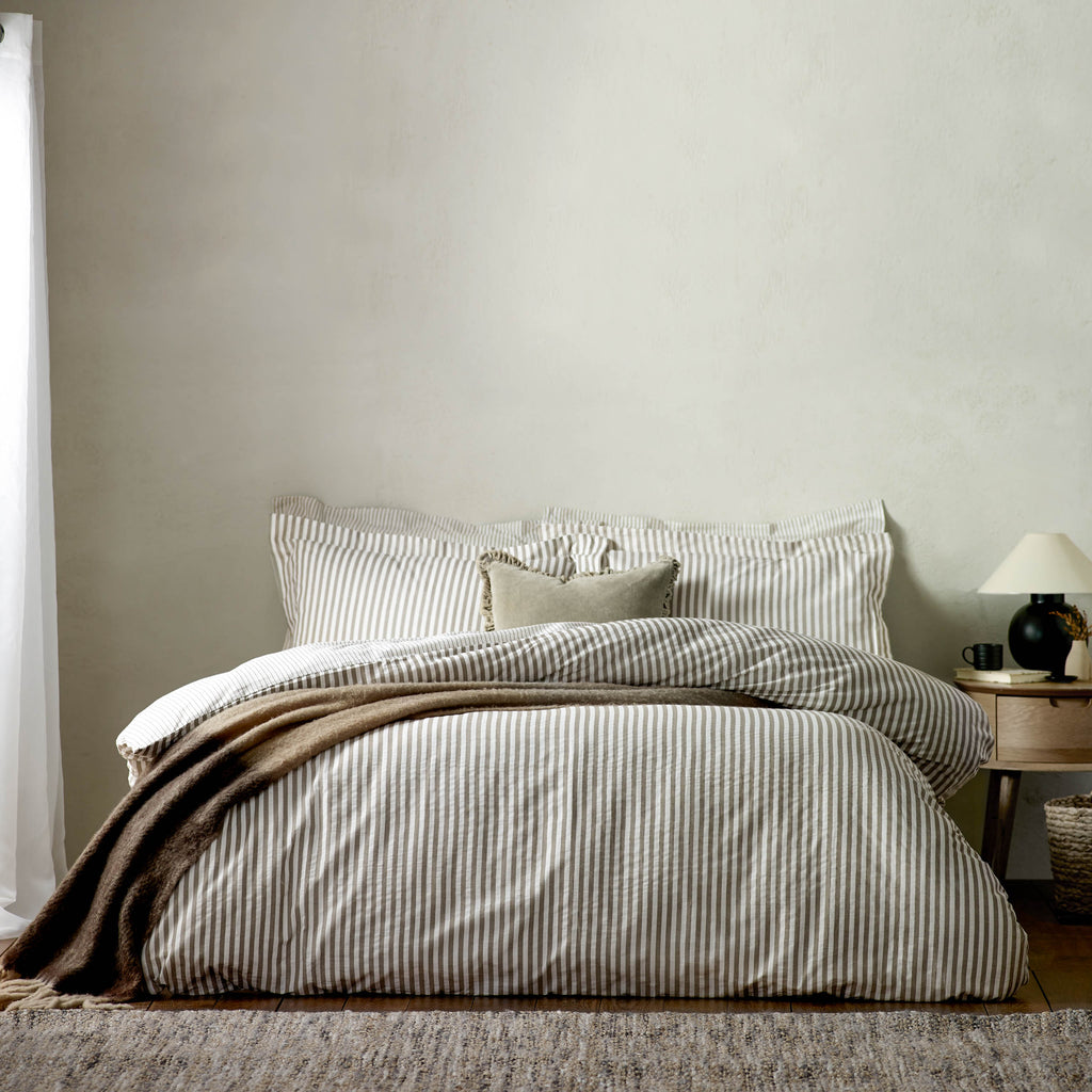 The Linen Yard Hebden Melange Stripe Duvet Set