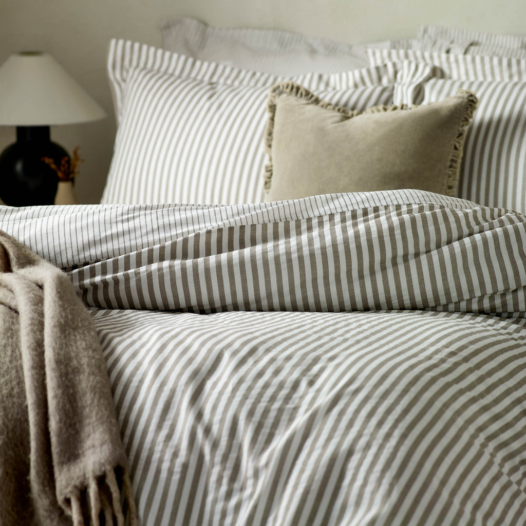 The Linen Yard Hebden Melange Stripe Duvet Set
