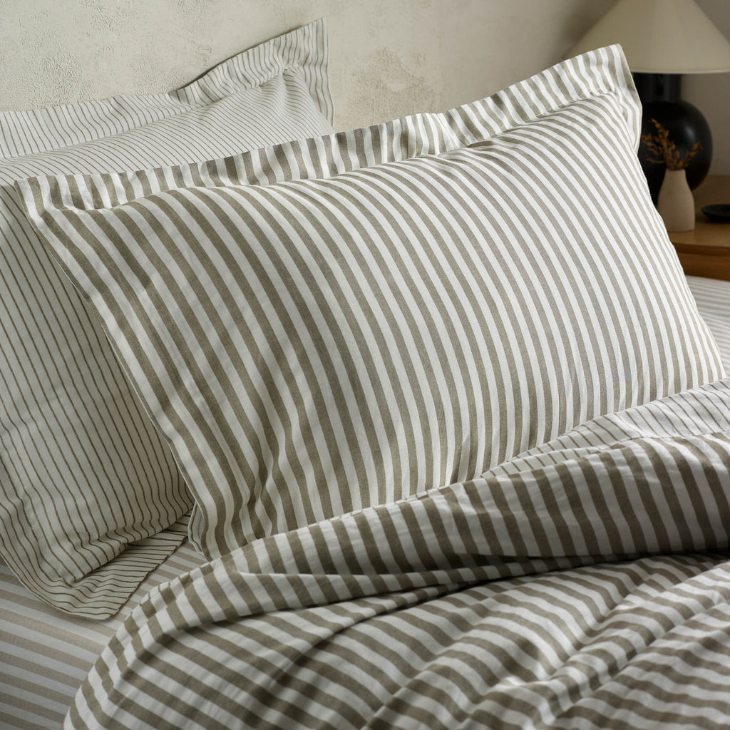 The Linen Yard Hebden Melange Stripe Duvet Set