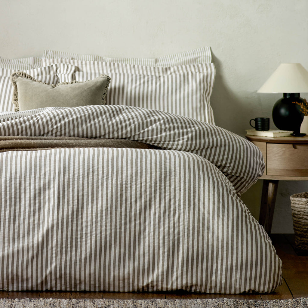 The Linen Yard Hebden Melange Stripe Duvet Set