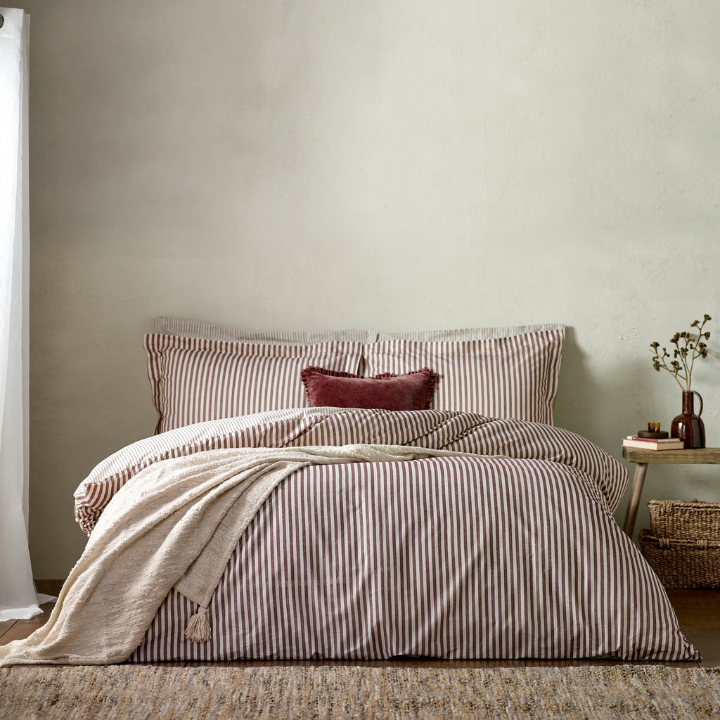 The Linen Yard Hebden Melange Stripe Duvet Set