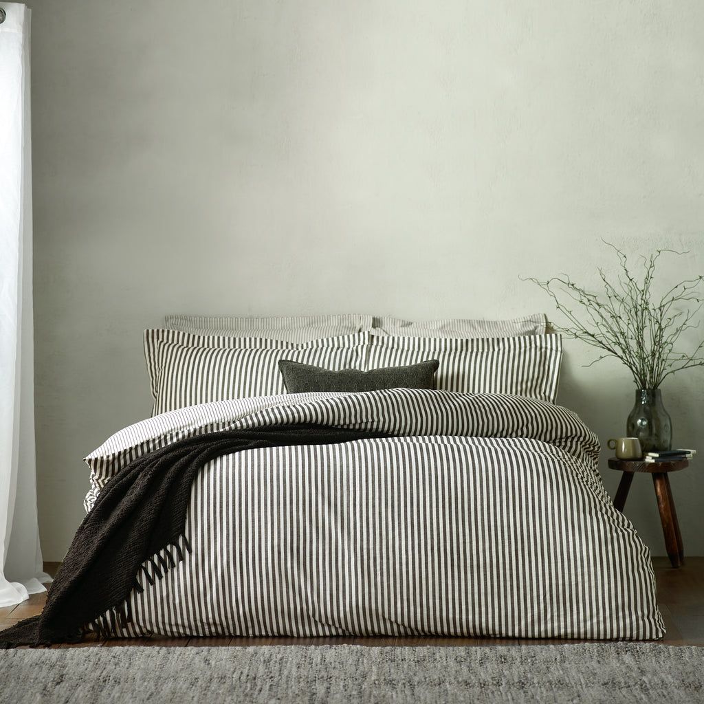 The Linen Yard Hebden Melange Stripe Duvet Set