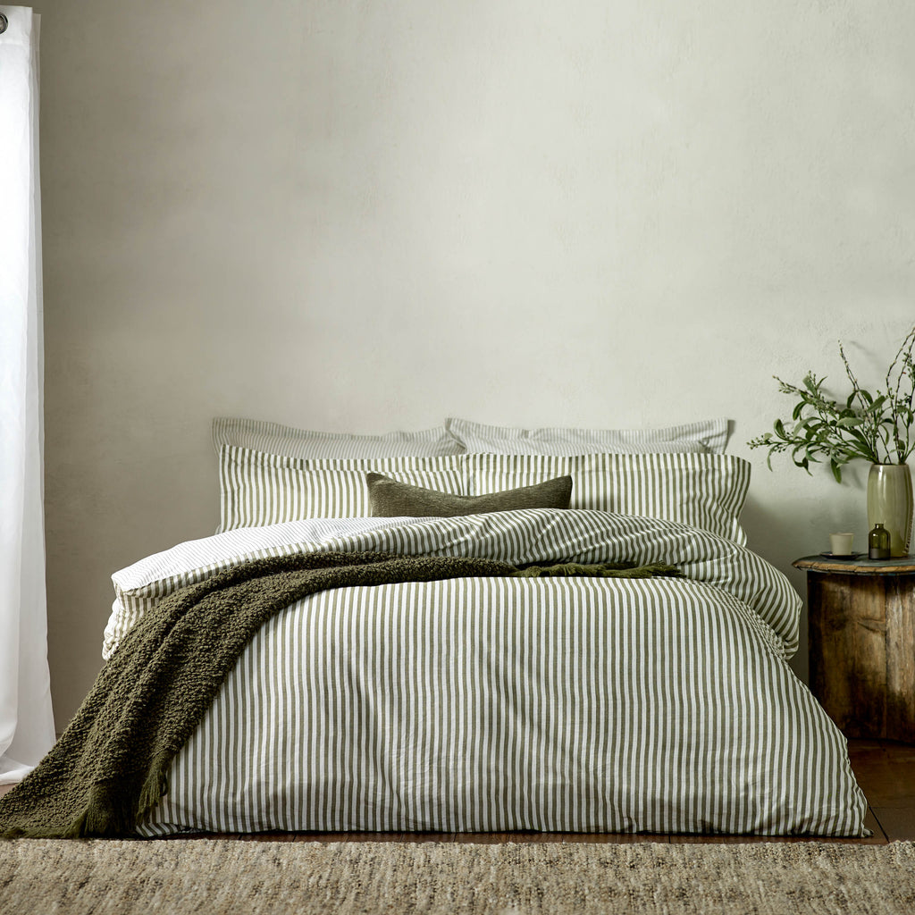 The Linen Yard Hebden Melange Stripe Duvet Set
