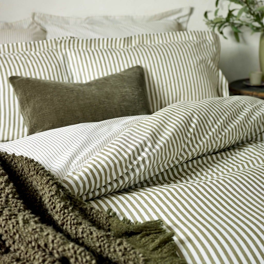 The Linen Yard Hebden Melange Stripe Duvet Set