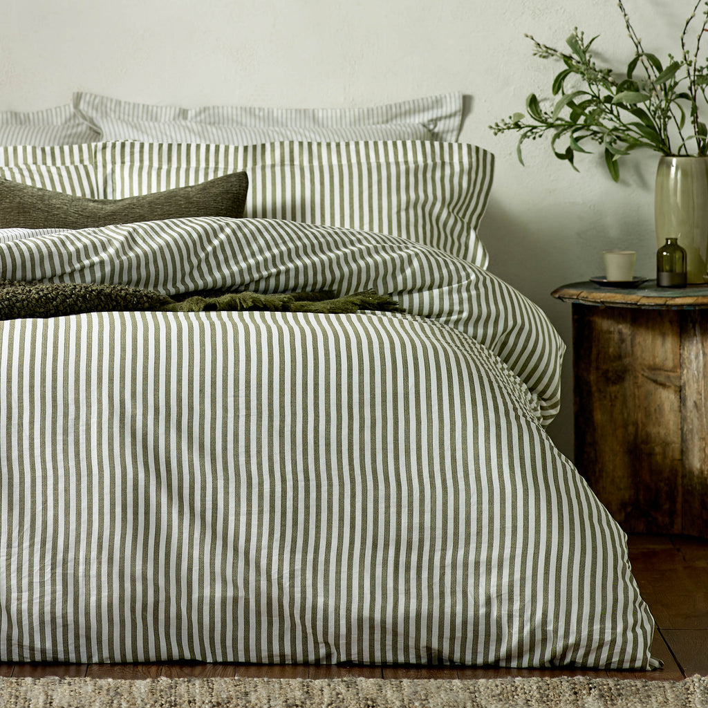 The Linen Yard Hebden Melange Stripe Duvet Set