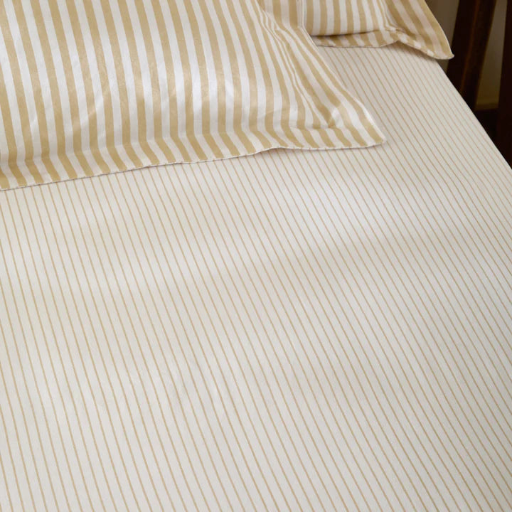 The Linen Yard Hebden Melange/Barton Stripe Tumble 100% Cotton Sheets