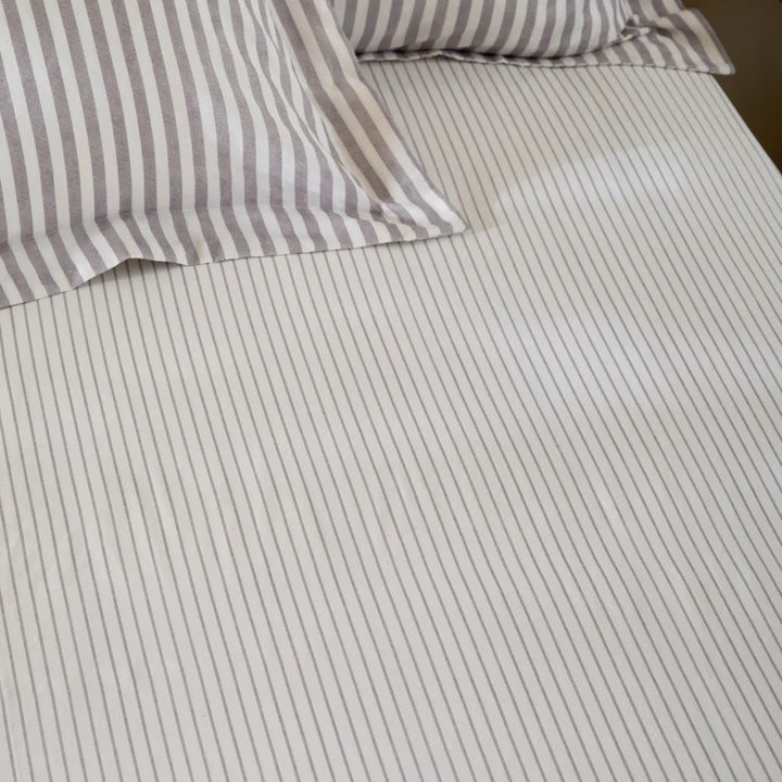The Linen Yard Hebden Melange/Barton Stripe Tumble 100% Cotton Sheets