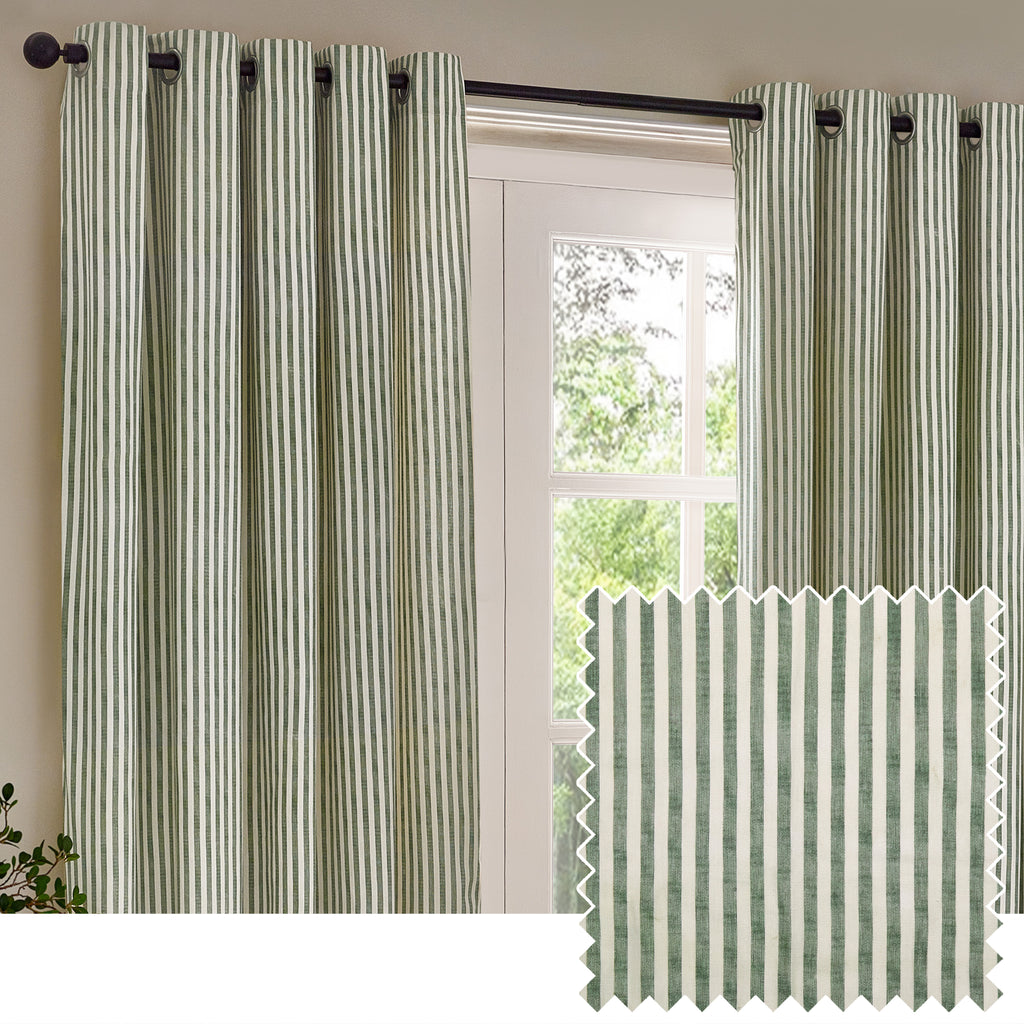 The Linen Yard Hebden Stripe Eyelet Curtains