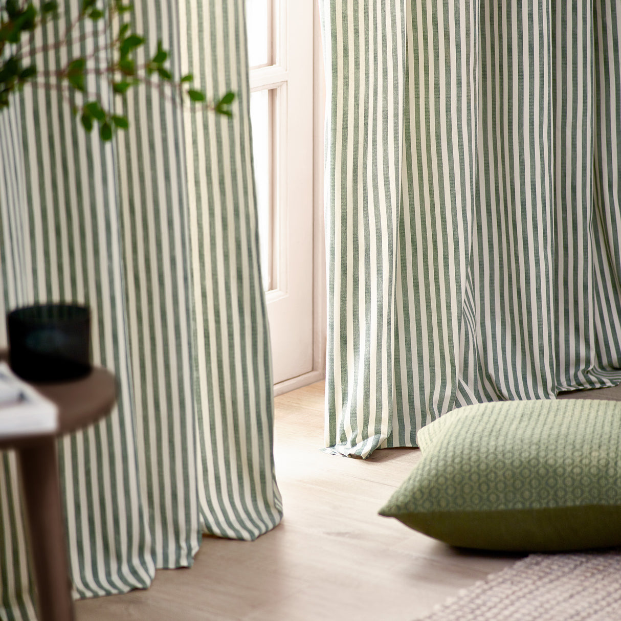 The Linen Yard Hebden Stripe Eyelet Curtains