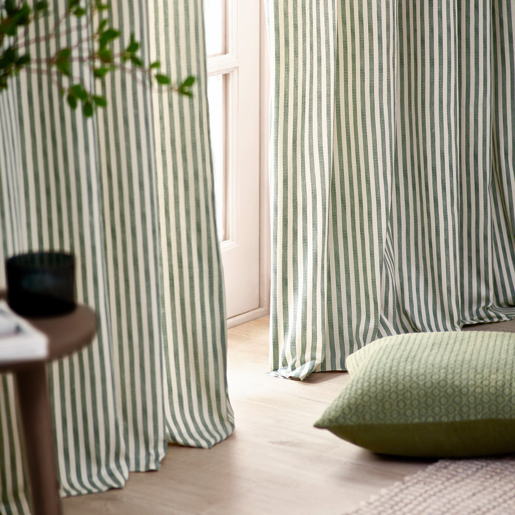 The Linen Yard Hebden Stripe Eyelet Curtains