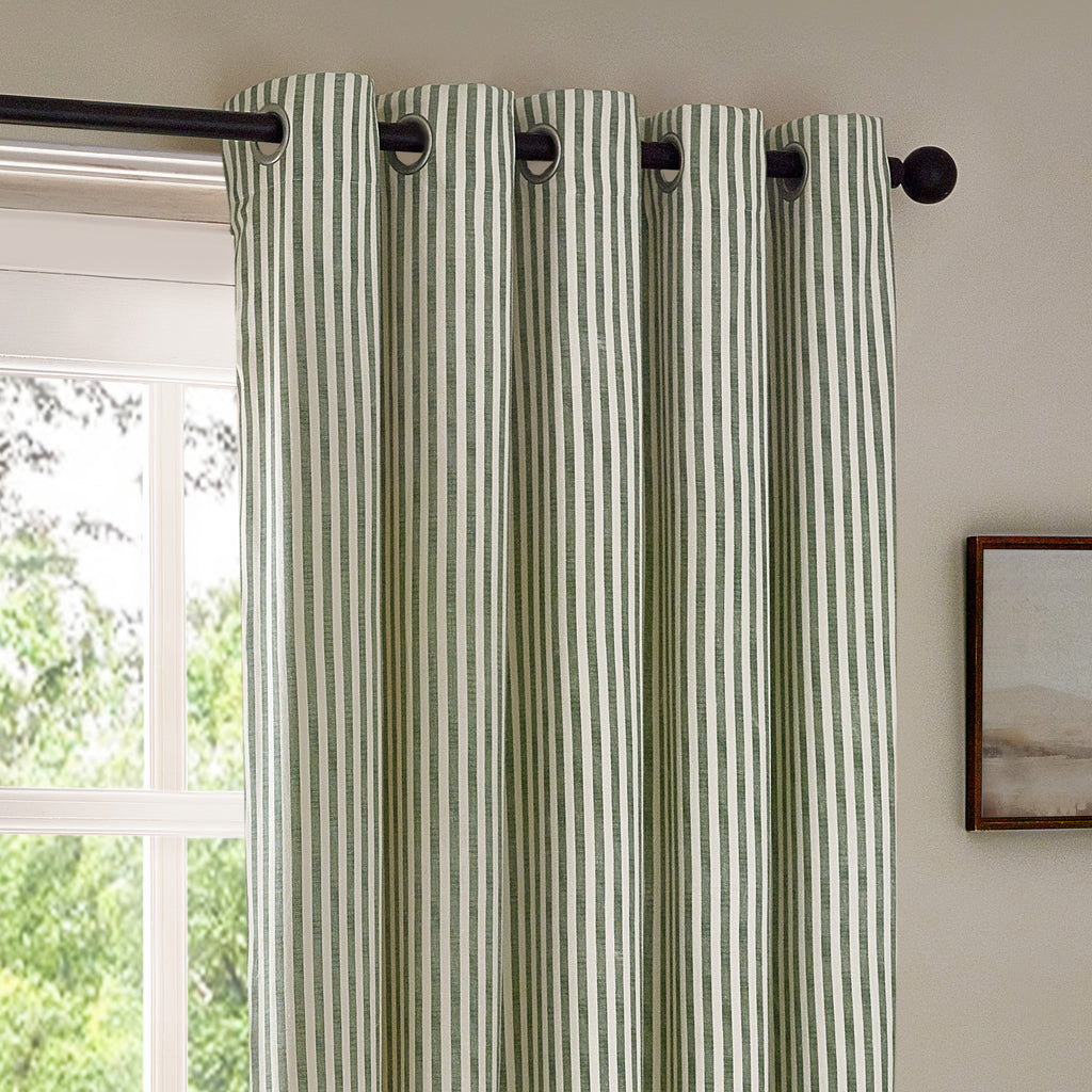 The Linen Yard Hebden Stripe Eyelet Curtains