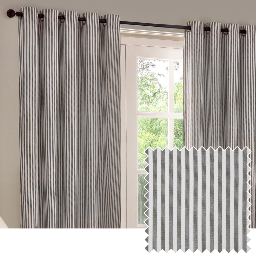 The Linen Yard Hebden Stripe Eyelet Curtains