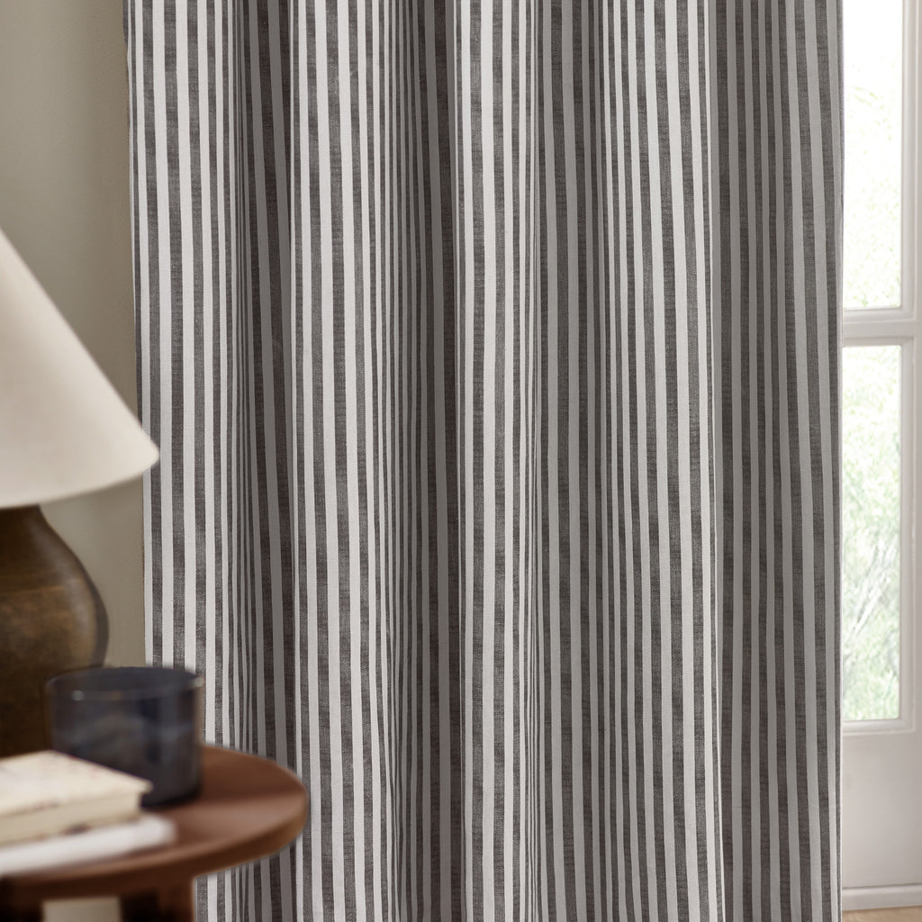 The Linen Yard Hebden Stripe Eyelet Curtains