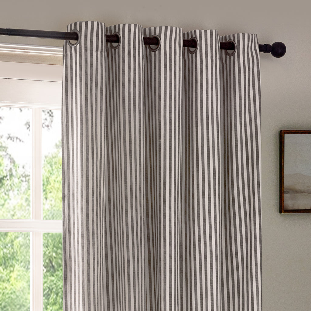 The Linen Yard Hebden Stripe Eyelet Curtains