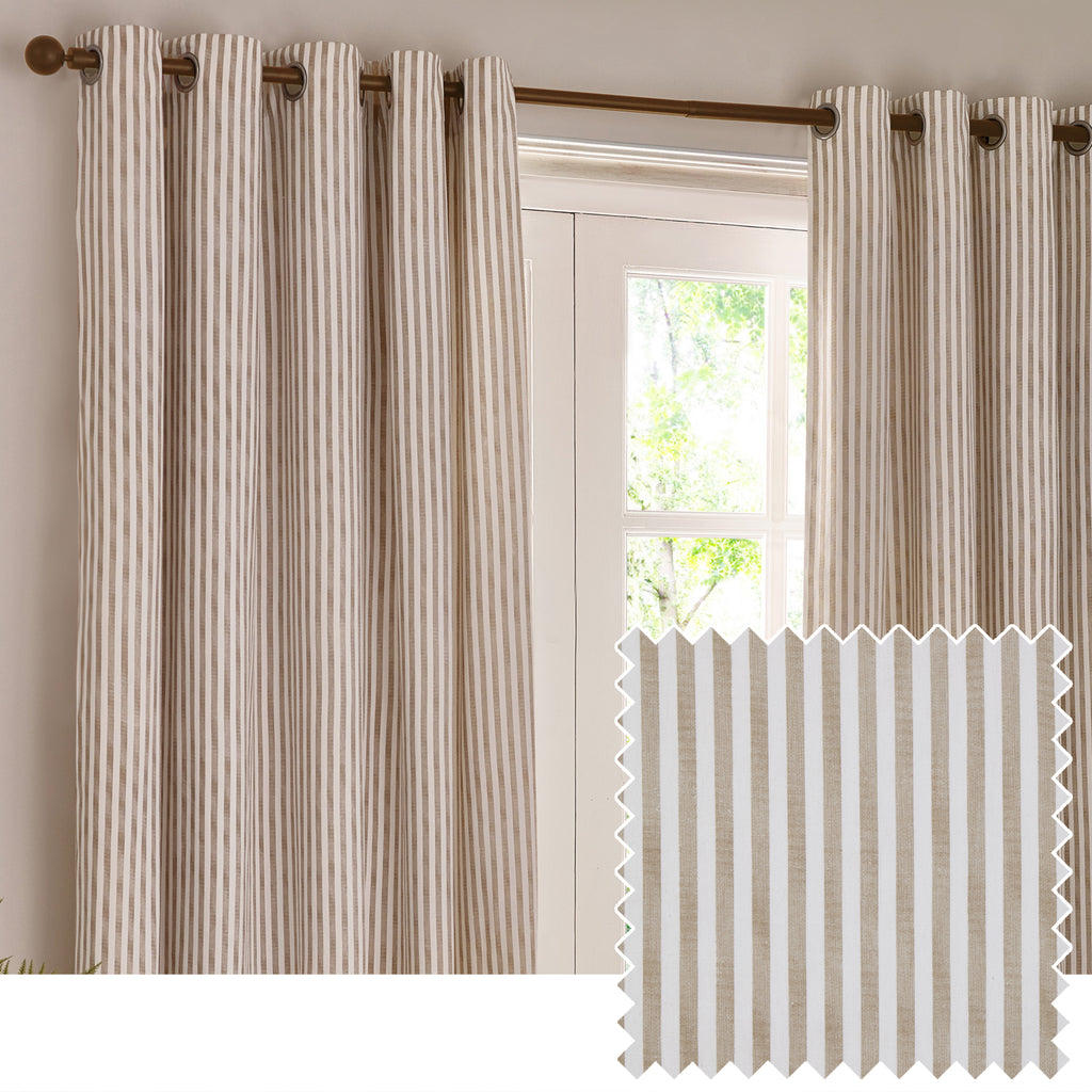 The Linen Yard Hebden Stripe Eyelet Curtains