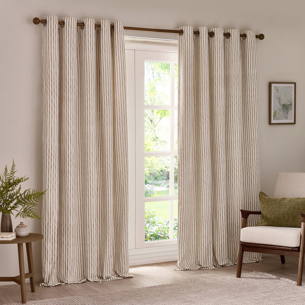 The Linen Yard Hebden Stripe Eyelet Curtains