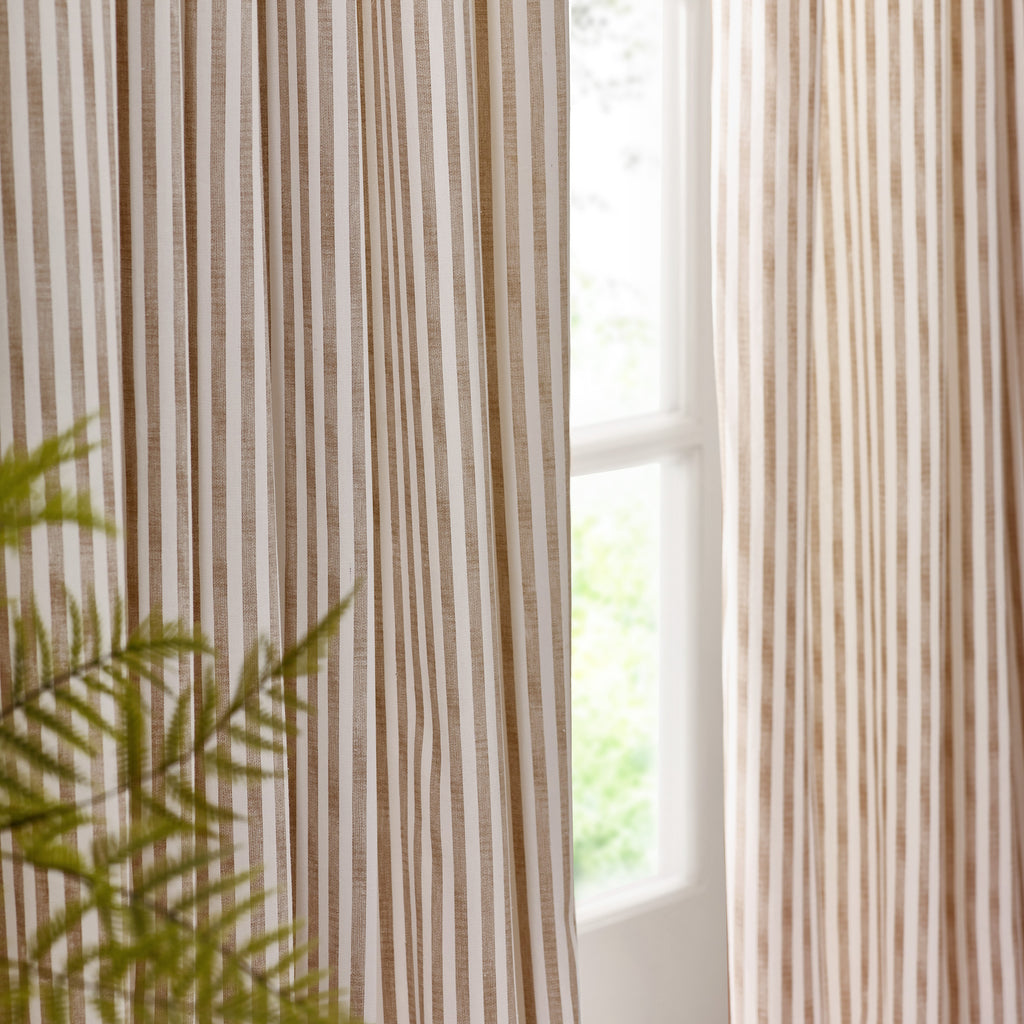 The Linen Yard Hebden Stripe Eyelet Curtains