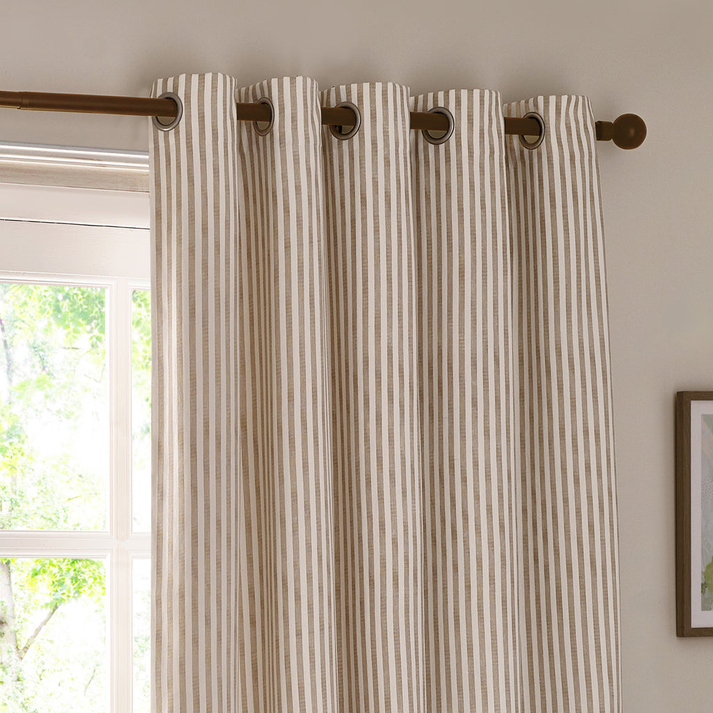 The Linen Yard Hebden Stripe Eyelet Curtains